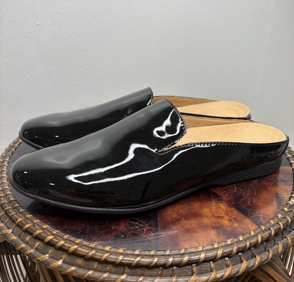 Dansko Black Patent Leather Lexie Slip On Mule Casual Flat Women's Size 39 8.5-9